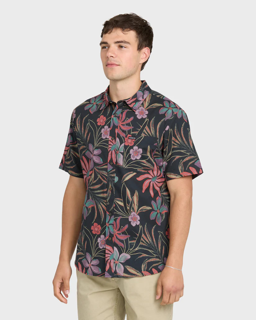 QUIKSILVER PEARLRIDGE CLASSIC BUTTON DOWN WOVEN SHIRT - TOTAL ECLIPSE (TOE)
