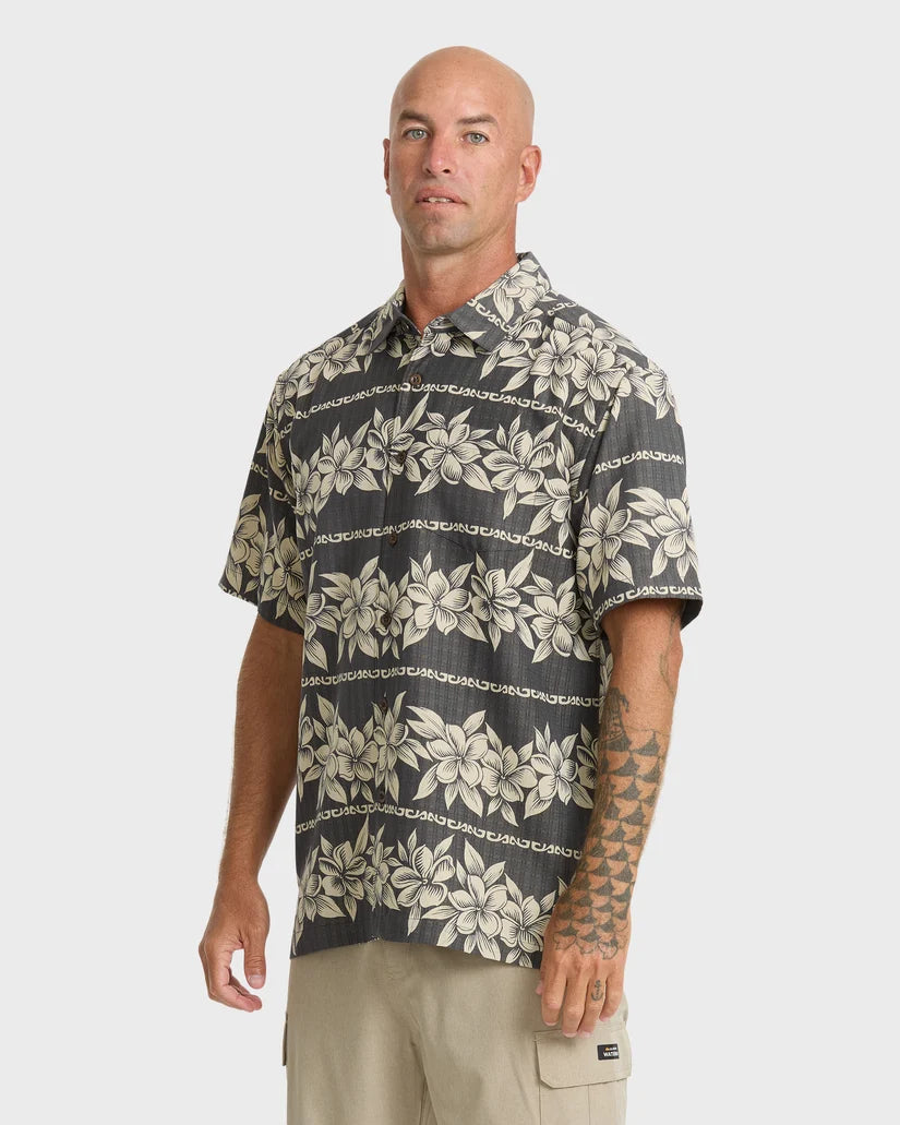 QUIKSILVER WATERMAN HORIZONS BUTTON DOWN WOVEN SHIRT - PHANTOM (PHT)