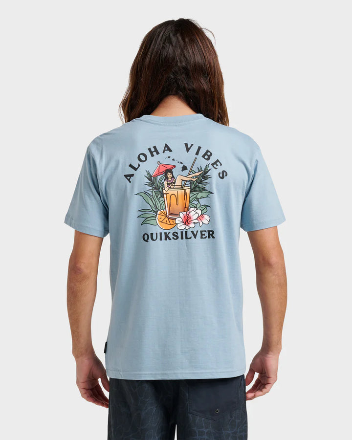 QUIKSILVER HI ALOHA VIBES TEE - ASHLEY BLUE HEATHER