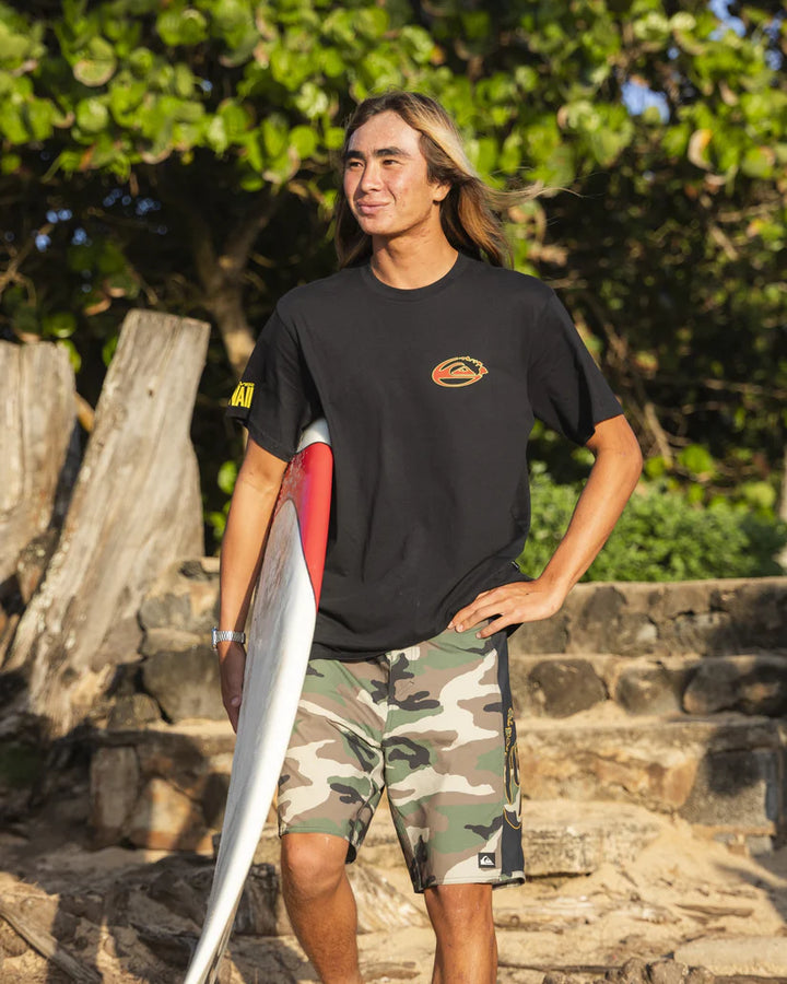 QUIKSILVER HI KINGDOM OF HAWAII TEE - BLACK