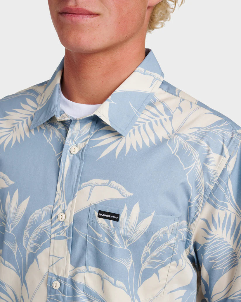 QUIKSILVER WATERMAN KAHANU CLASSIC BUTTON DOWN SHIRT - ASHLEY BLUE