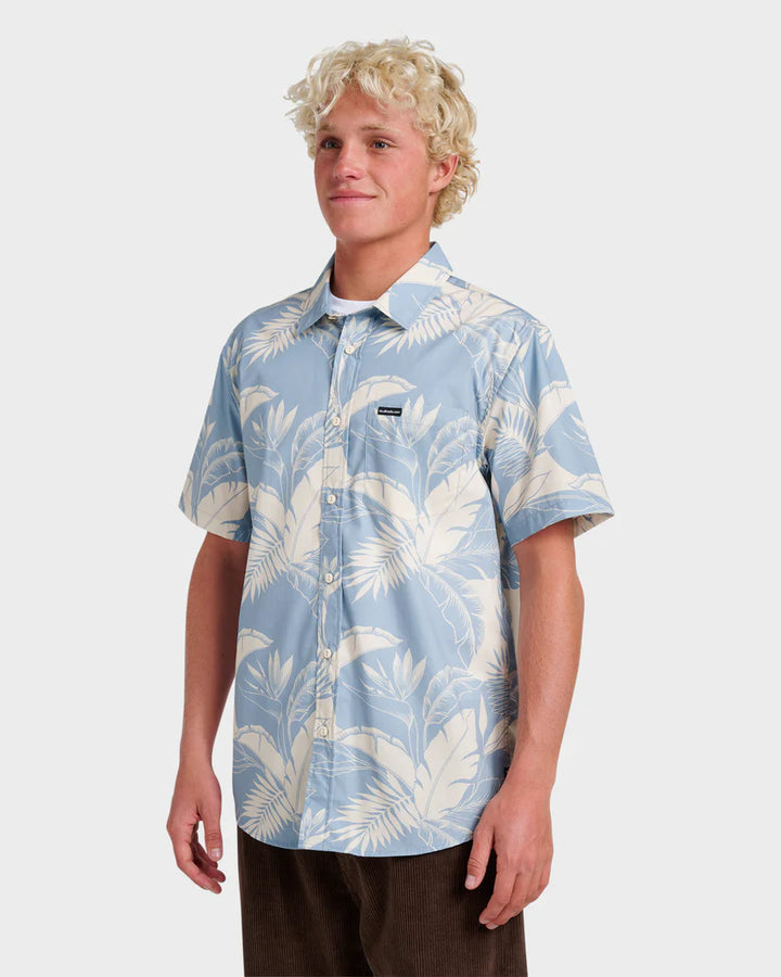 QUIKSILVER WATERMAN KAHANU CLASSIC BUTTON DOWN SHIRT - ASHLEY BLUE