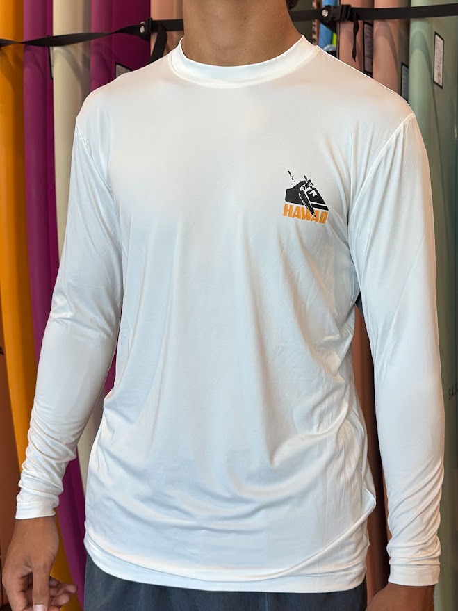 QUIKSILVER HI PETROGLYPH LONG SLEEVE SURF SHIRT - WHITE