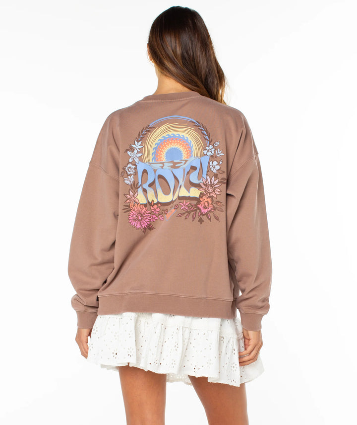 ROXY LINEUP OVERSIZED CREW FLEECE - BROWN (CBR)