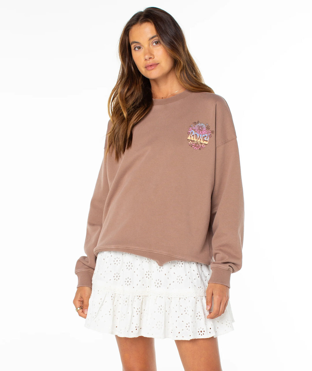 ROXY LINEUP OVERSIZED CREW FLEECE - BROWN (CBR)