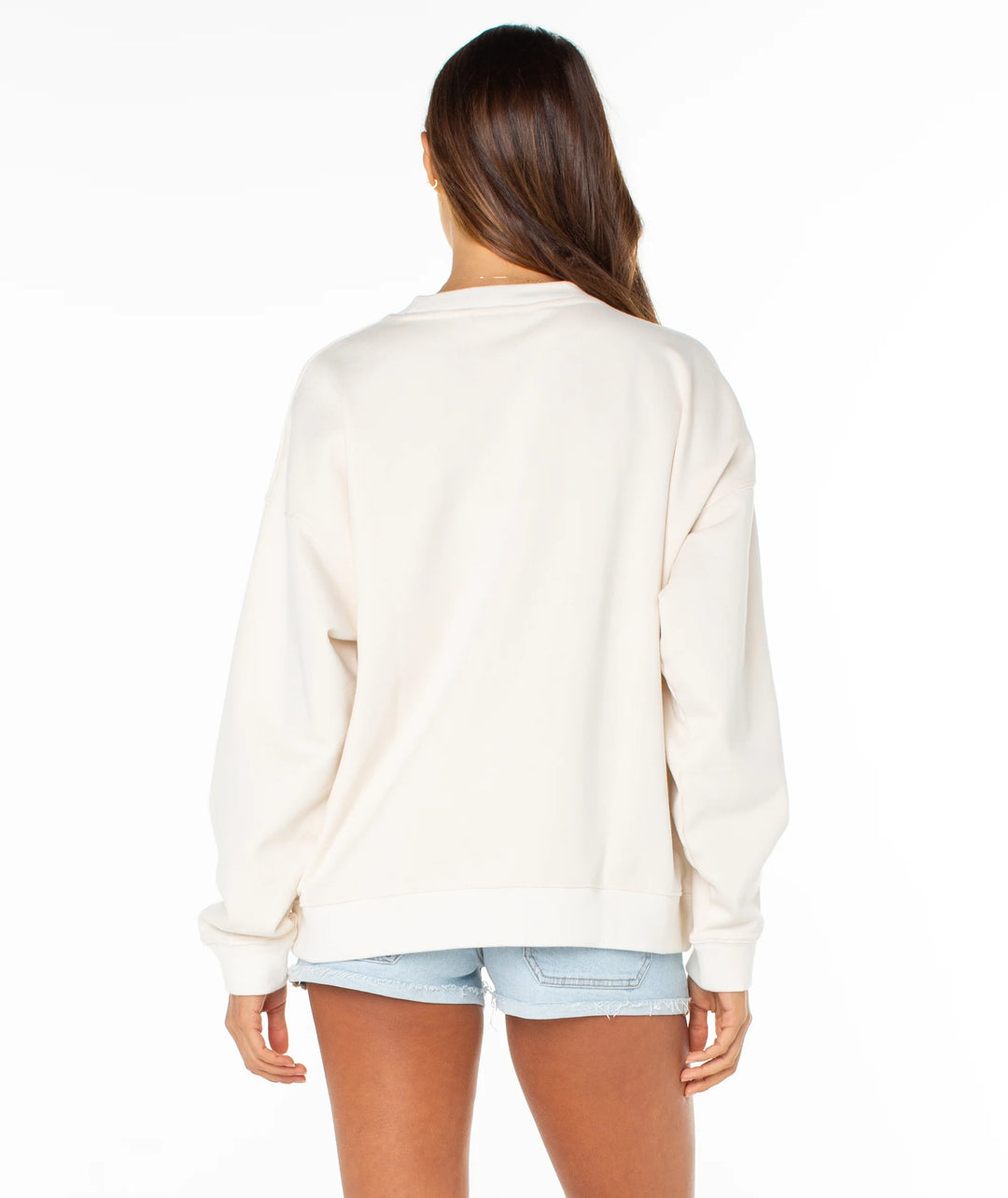 ROXY LINEUP OVERSIZED CREW FLEECE - WHITE (WDW)