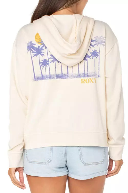 ROXY SWEET RHYTHM ZIP HOODIE - PARCHMENT WHITE