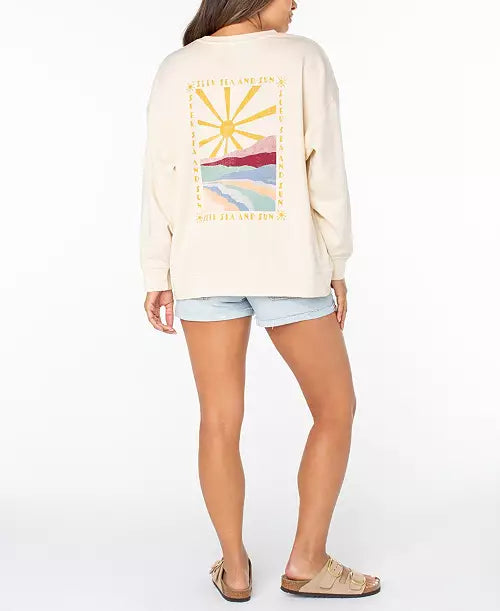 ROXY COASTAL MOTION CREW SWEATSHIRT - WHITE