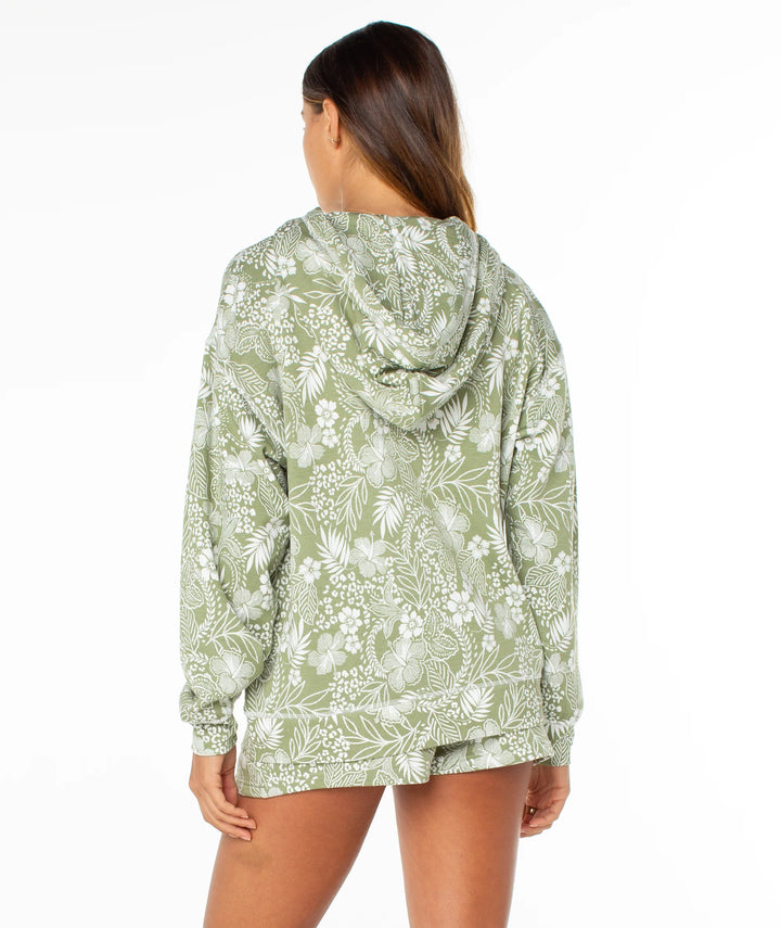 ROXY SURFING BY MOONLIGHT PRINTED HOODIE - SAGE (GSG)