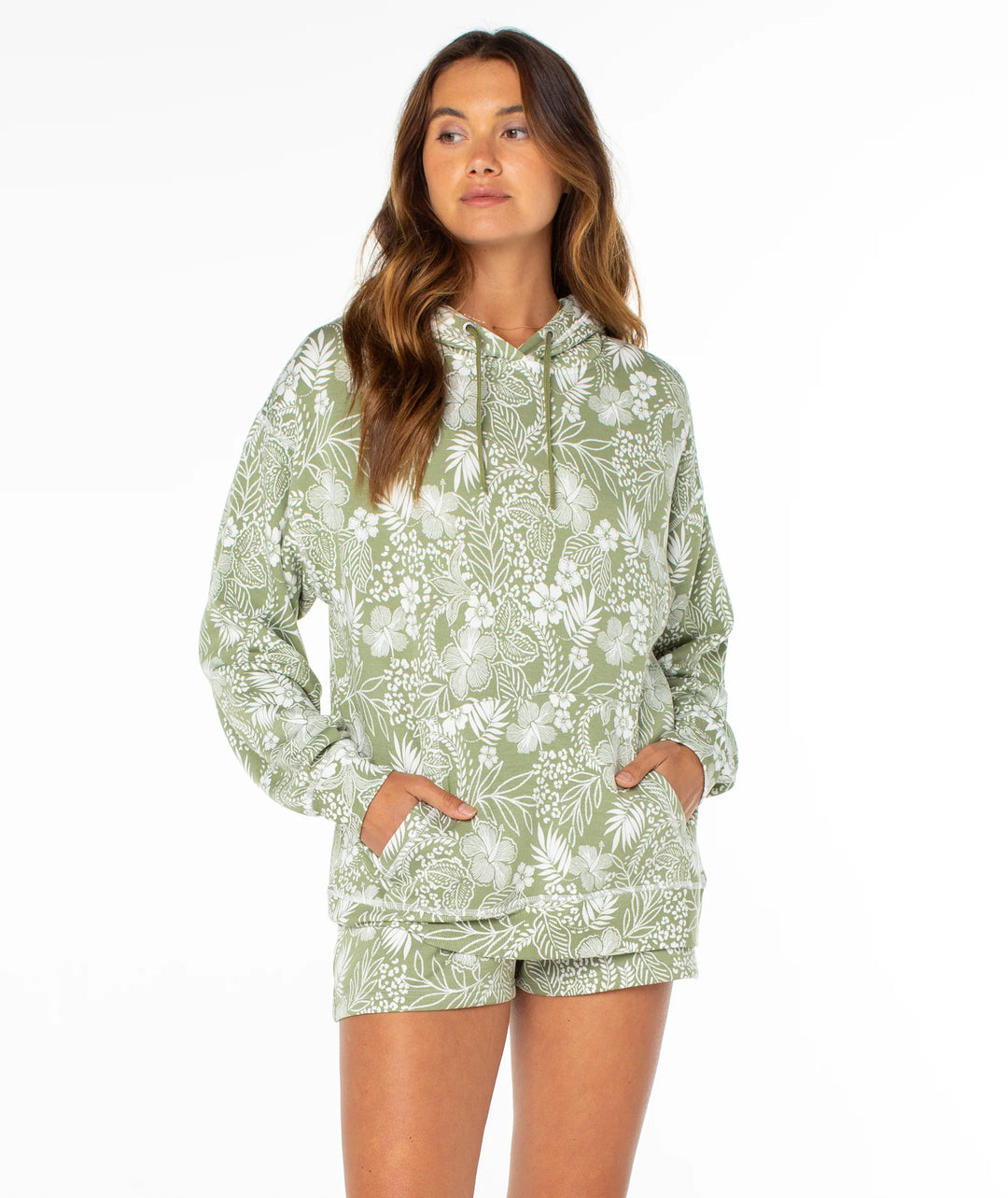 ROXY SURFING BY MOONLIGHT PRINTED HOODIE - SAGE (GSG)