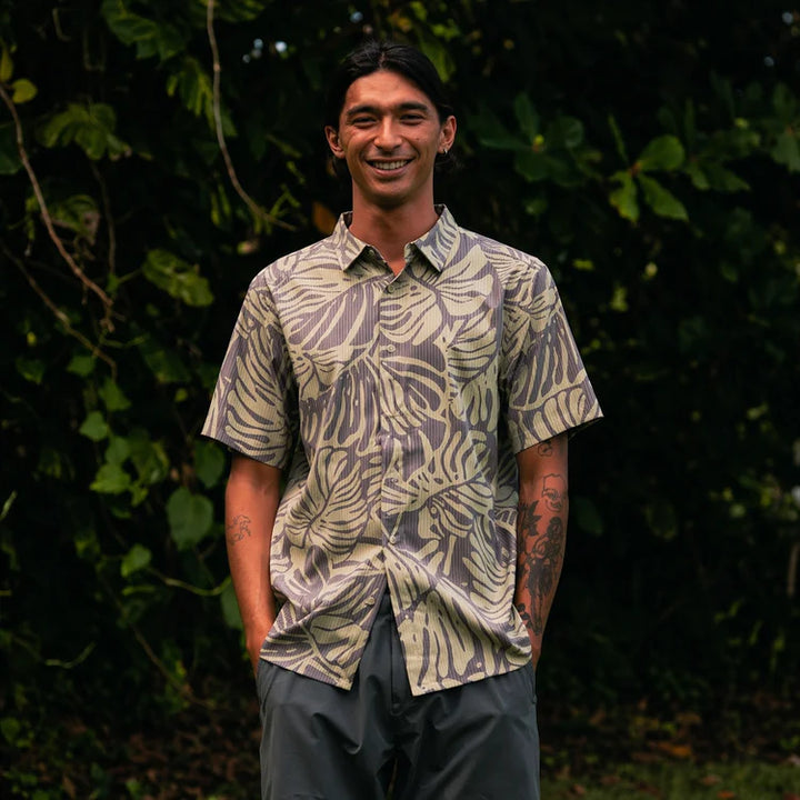 ROARK BLESS UP WOVEN BUTTON DOWN SHIRT- SHARK (SHK)
