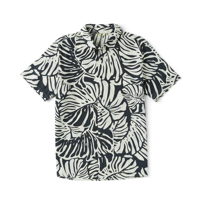 ROARK BLESS UP WOVEN BUTTON DOWN SHIRT - BLACK MONSTERA (BKM)