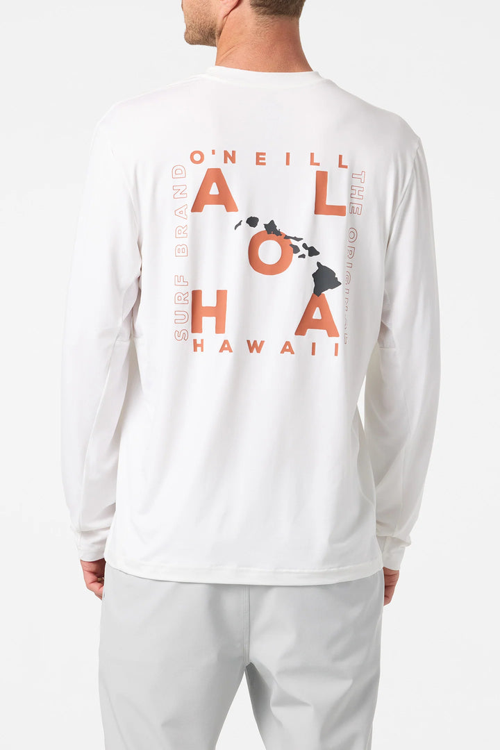 O'NEILL HAWAII LAYOUT UPF LONG SLEEVE SURF SHIRT - WHITE
