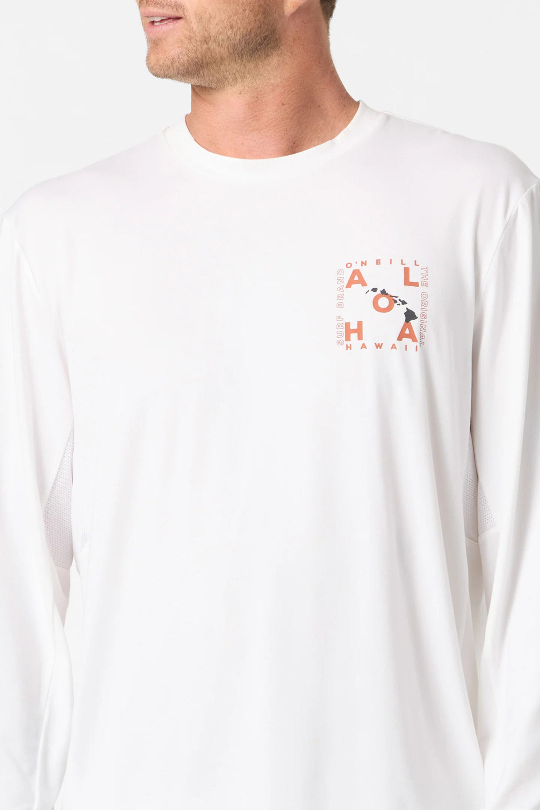 O'NEILL HAWAII LAYOUT UPF LONG SLEEVE SURF SHIRT - WHITE