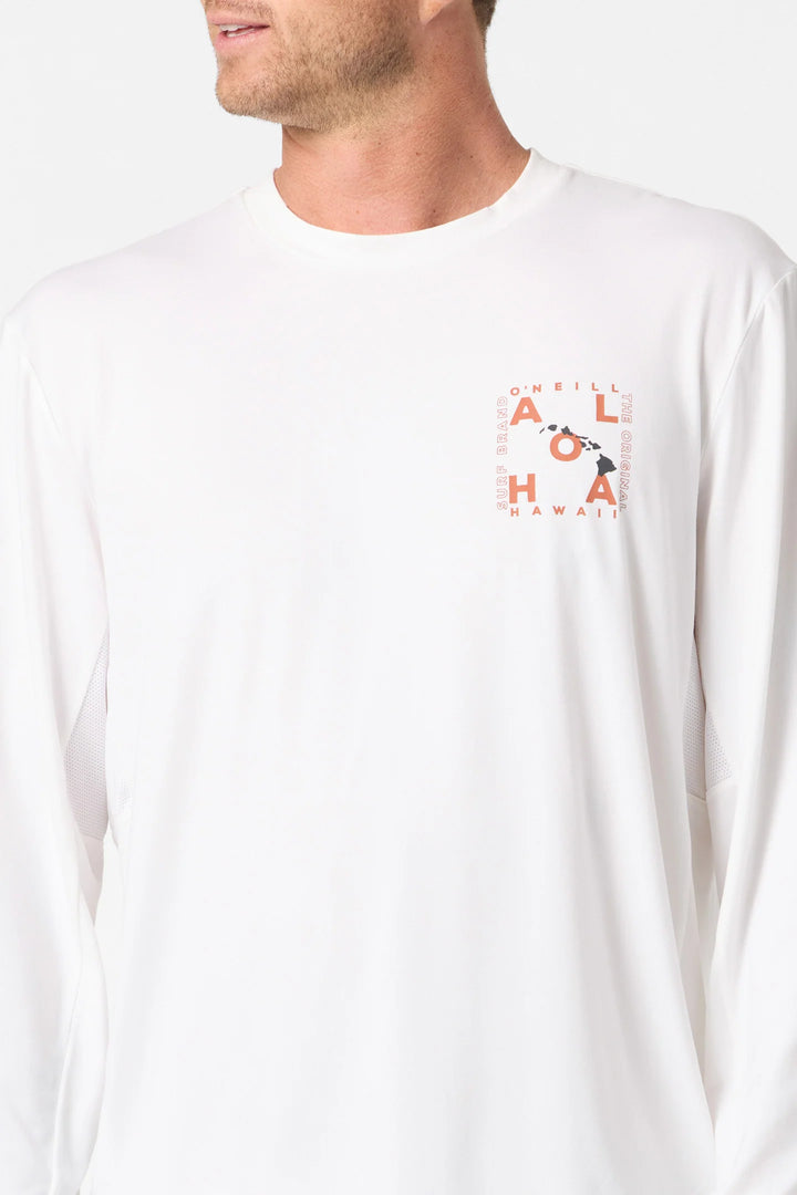 O'NEILL HAWAII LAYOUT UPF LONG SLEEVE SURF SHIRT - WHITE