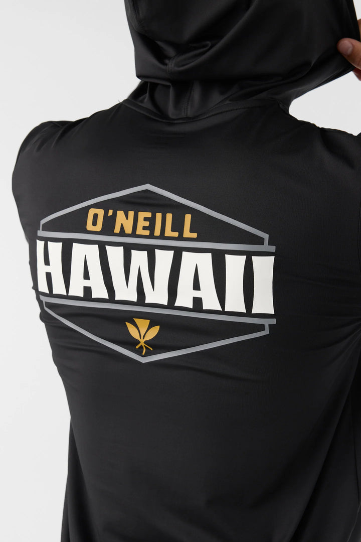 O'NEILL TRVLR UPF HOODED LONG SLEEVE HAWAII SURF SHIRT - BLACK