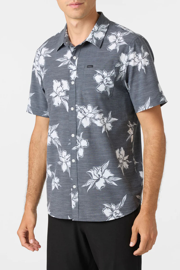 O'NEILL TRVLR UPF TRAVERSE SLUB RELAXED SURF SHIRT - GRAY