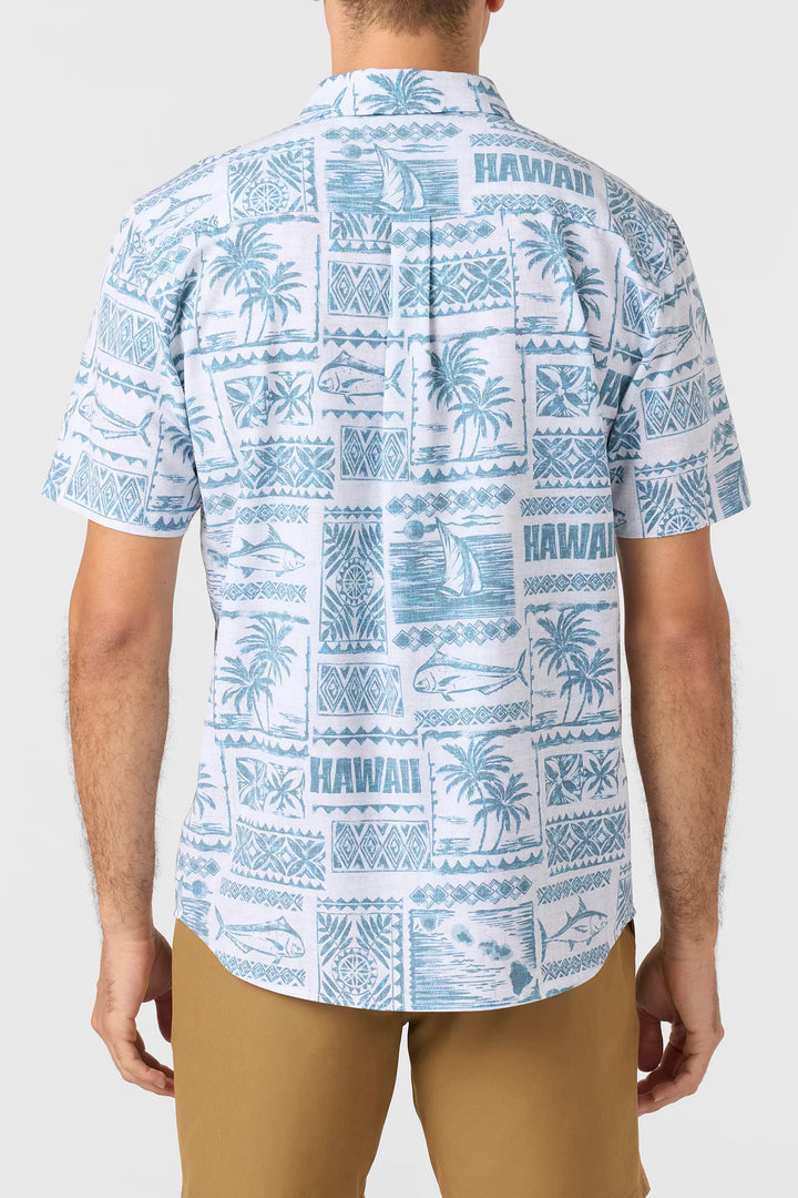 O'NEILL TRVLR UPF TRAVERSE HAWAII WOVEN BUTTON DOWN SHIRT - WHITE