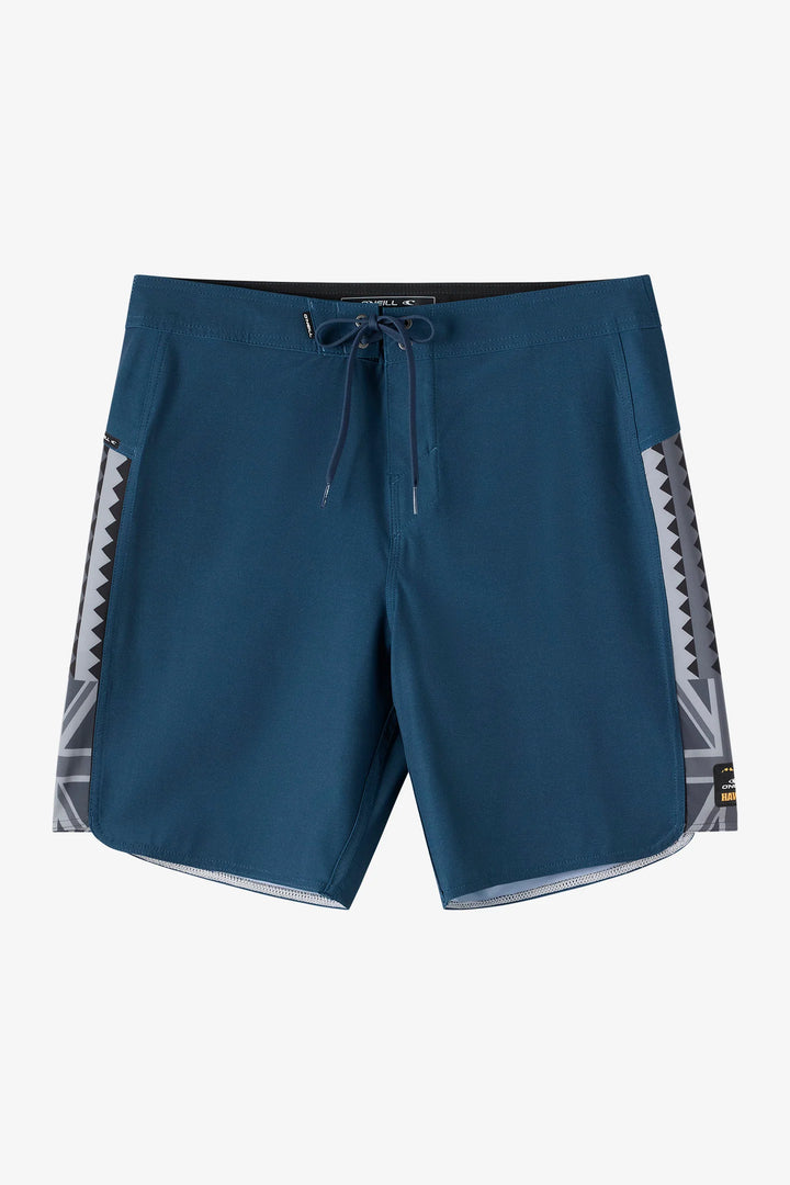 O'NEILL HYPERFREAK TECH PANEL HAWAII 19" BOARDSHORT - BLUE