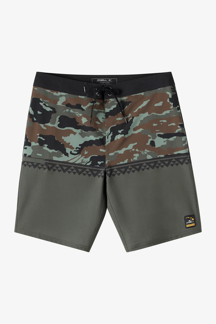 O'NEILL HYPERFREAK HEAT HAWAII 17" BOYS BOARDSHORT - ARMY GREEN