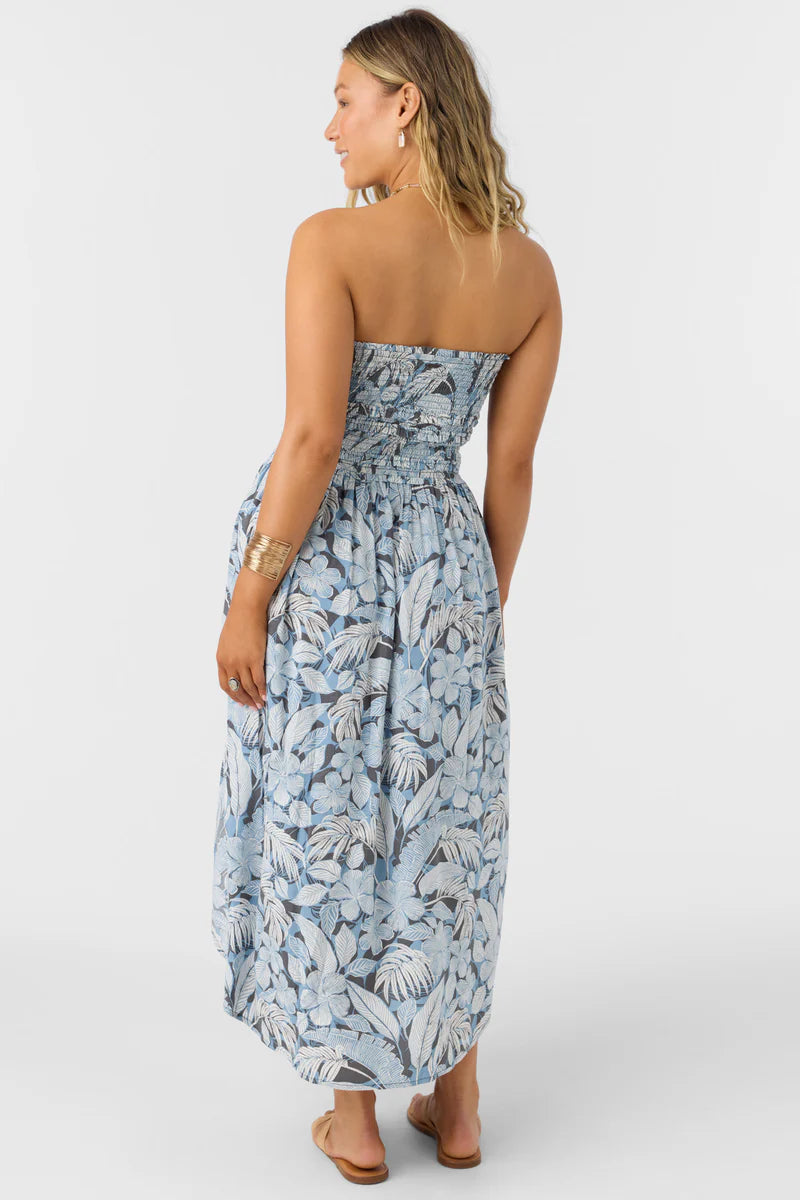 O'NEILL DEVYN MIDI PALMETTO FLORAL DRESS - SLATE