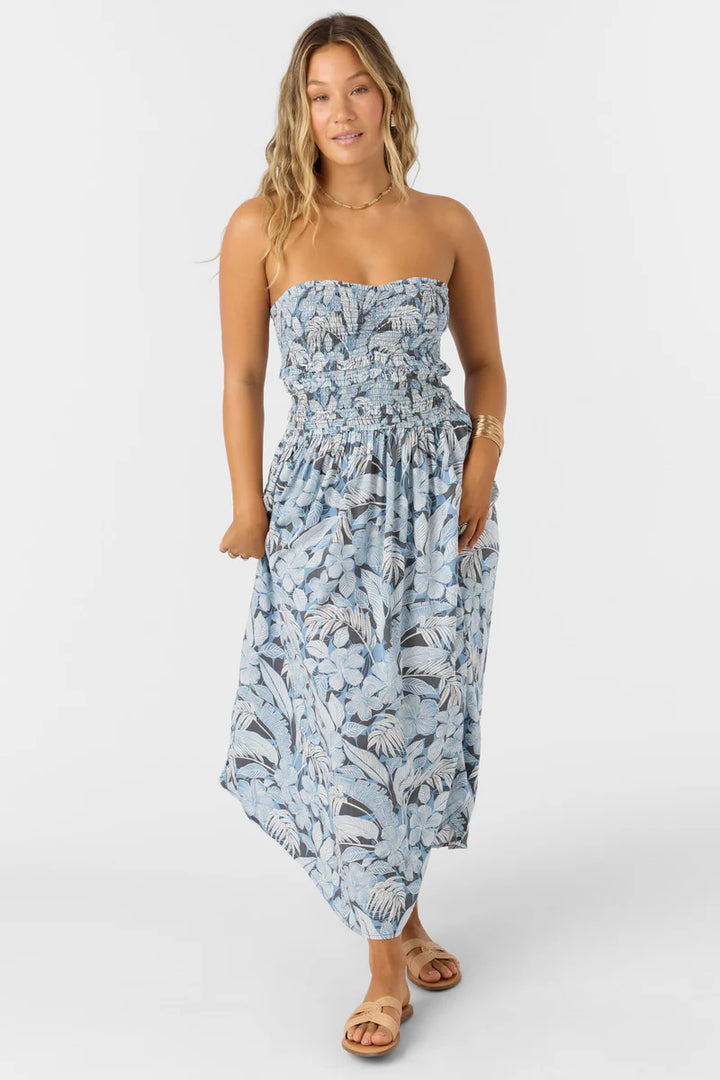 O'NEILL DEVYN MIDI PALMETTO FLORAL DRESS - SLATE