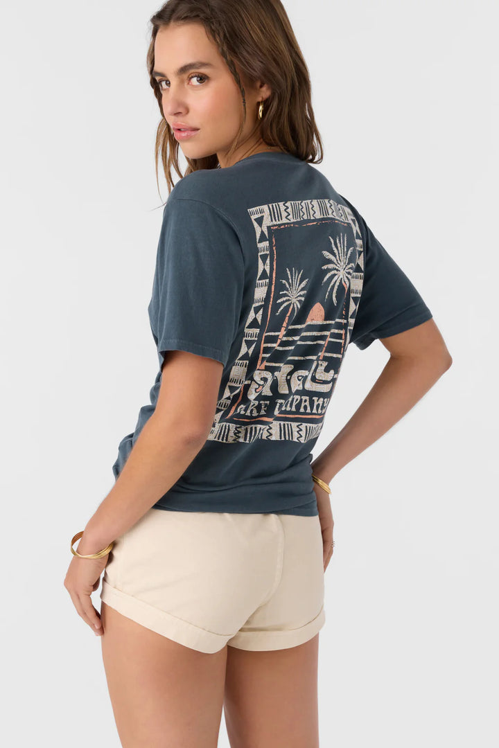 O'NEILL ISLAND PALMS WOMENS OVERSIZED TEE - SLATE