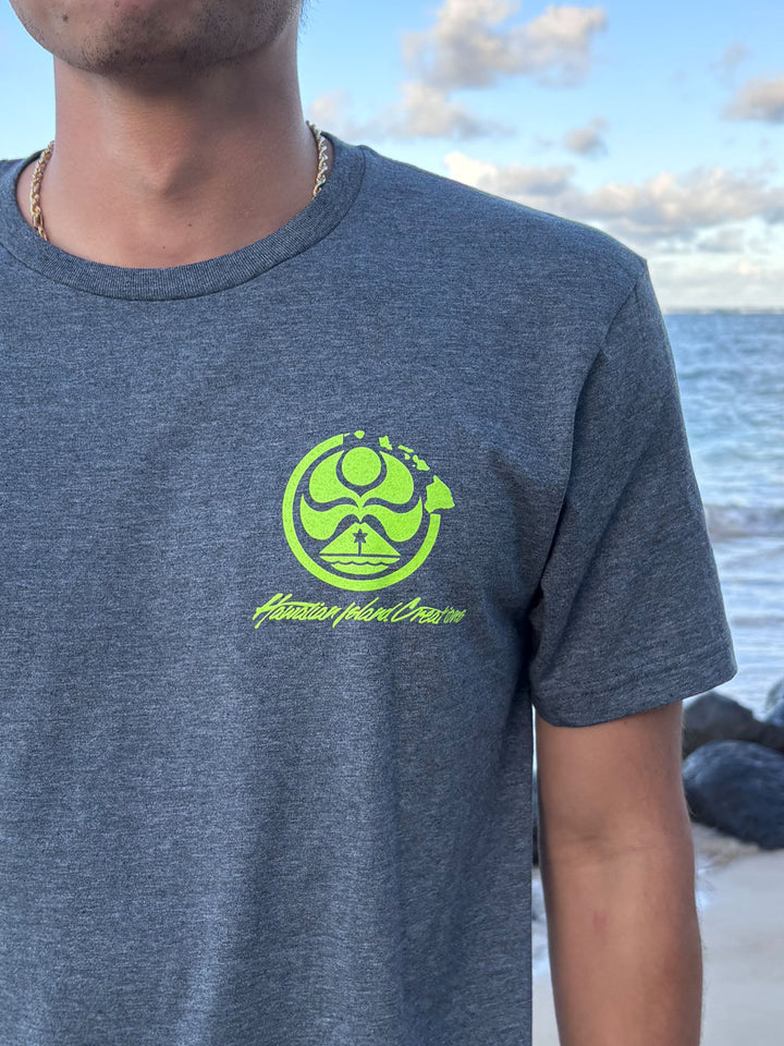 HIC NA PALI DOT BIG BRADDAH TEE - HEATHER CHARCOAL