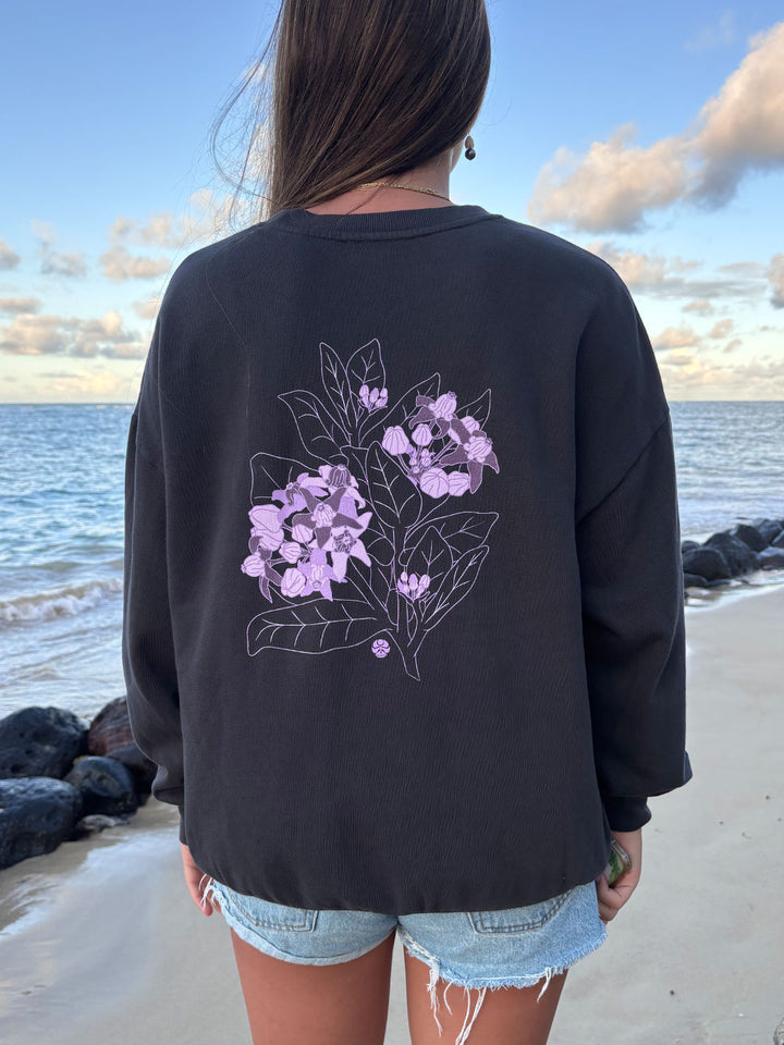 HIC PUA KALAUNU WOMENS CREW FLEECE - BLACK SAND