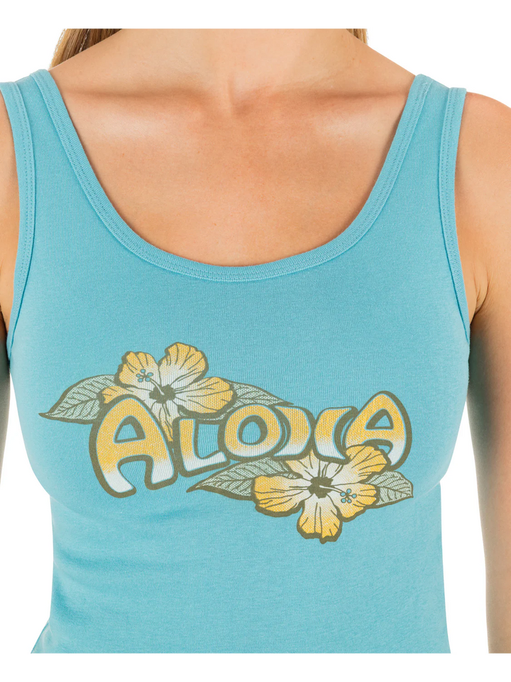 HURLEY ALOHA SCOOP CROP TANK - MAUI BLUE