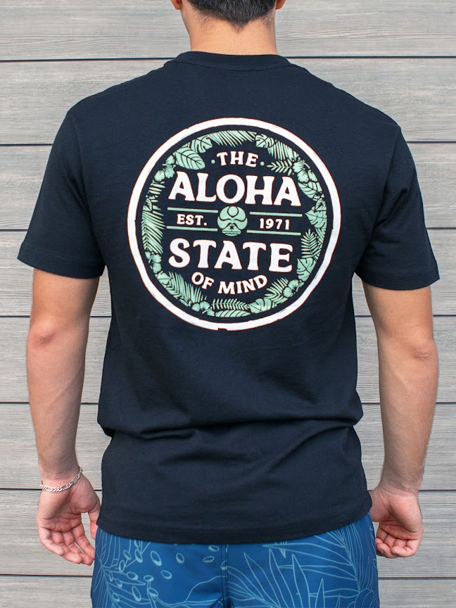 HIC TROPICAL ALOHA STATE CIRCLE TEE - BLACK