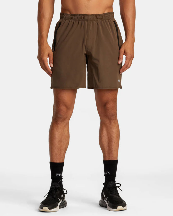 RVCA YOGGER STRETCH 17" ATHLETIC SHORTS - MOCHA