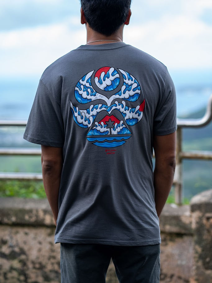 HIC THE WAVE AARON KAI BIG BRADDAH TEE - CHARCOAL