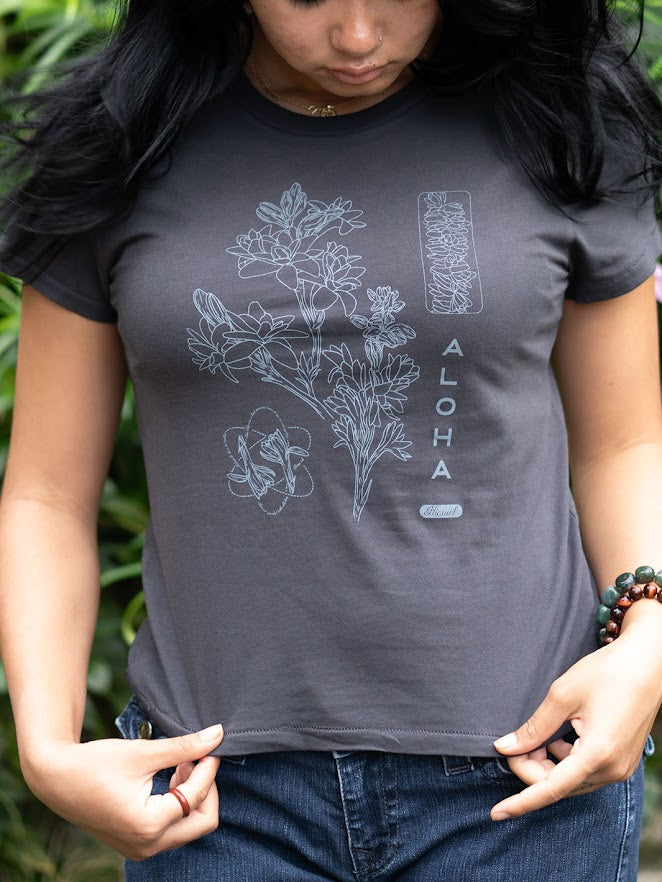 HIC PUA TUBEROSE TOURIST WOMENS TEE - BLACK SAND