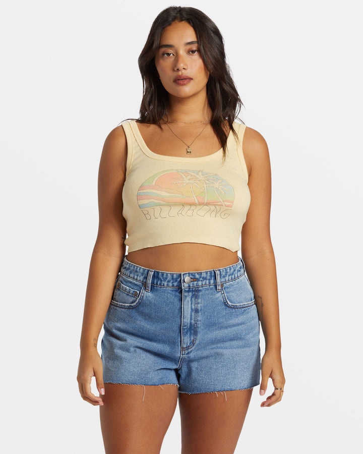 BILLABONG ESCAPE NATURE CROPPED WOMENS TANK - RETRO YELLOW