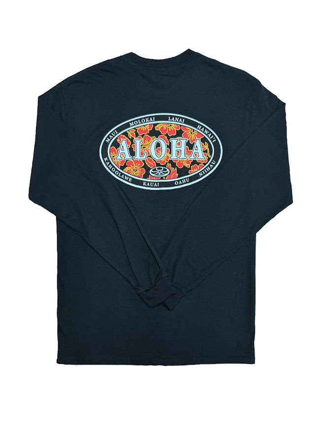 HIC ALOHA OVAL LONG SLEEVE TEE - BLACK