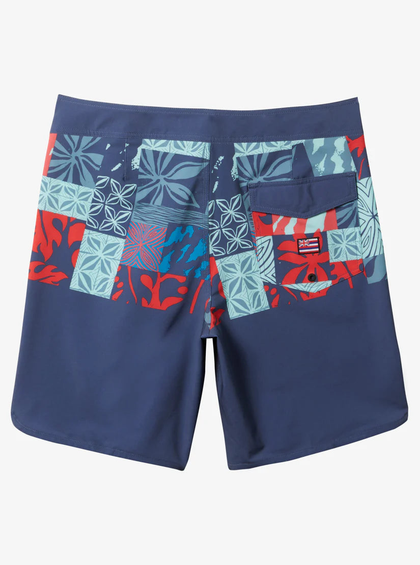 QUIKSILVER SURFSILK HAWAII BLOCKED 19" BOARDSHORT - BLUE