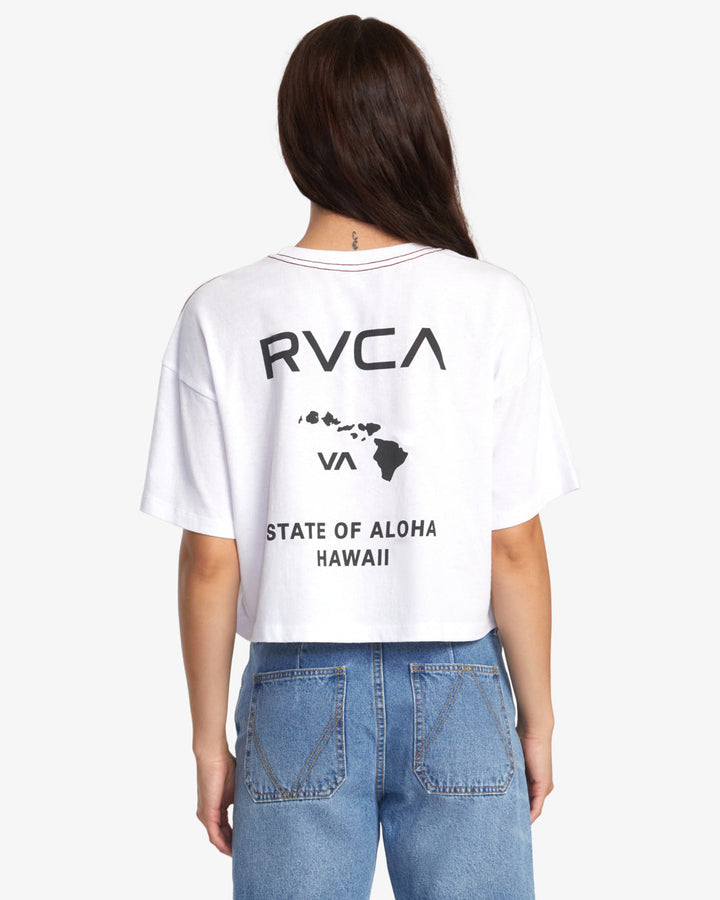 RVCA STATE OF ALOHA WOMEN'S TEE - WHITE