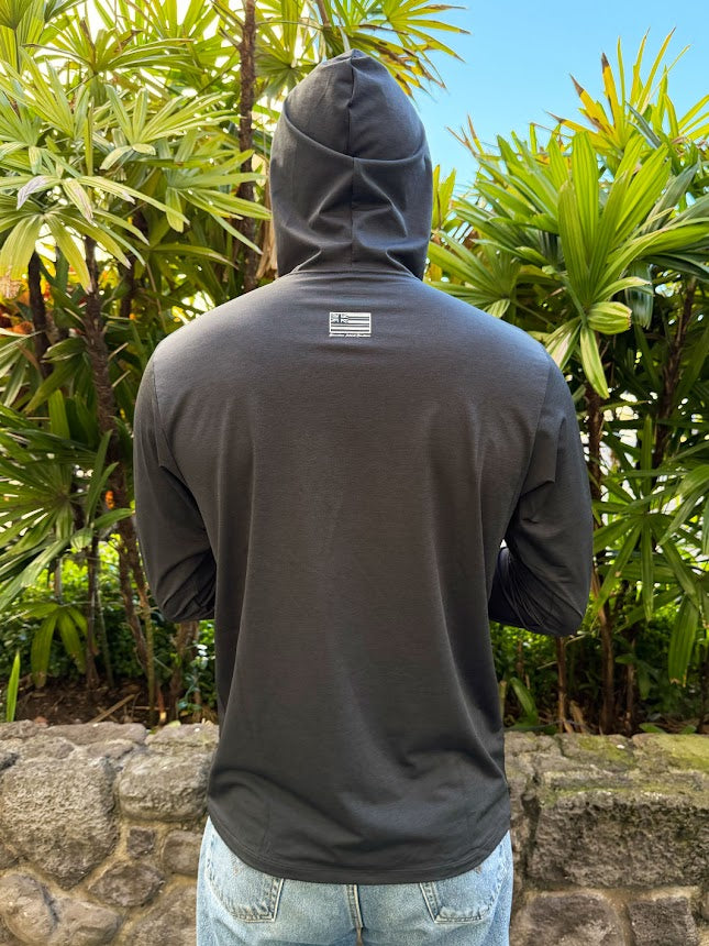 HIC DRY FIT HOODED LONG SLEEVE SURF SHIRT - BLACK