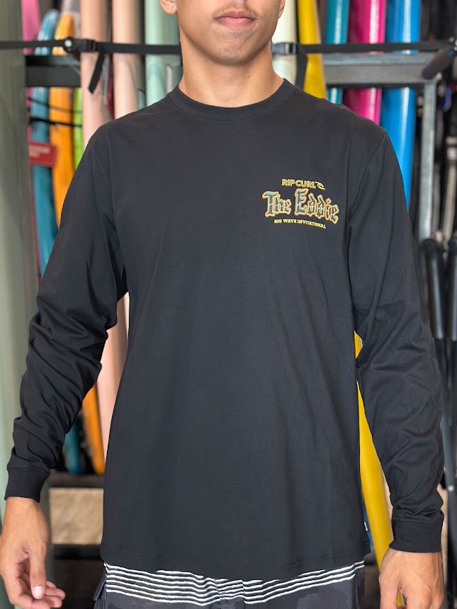 RIP CURL EDDIE WOULD GO POSTER ART LONG SLEEVE TEE - BLACK