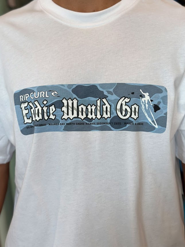 RIP CURL EDDIE WOULD GO STICKER TEE - WHITE