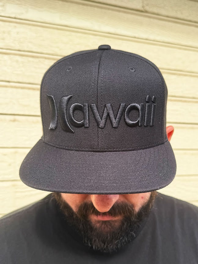HURLEY HAWAII SNAPBACK HAT - BLACK (022)
