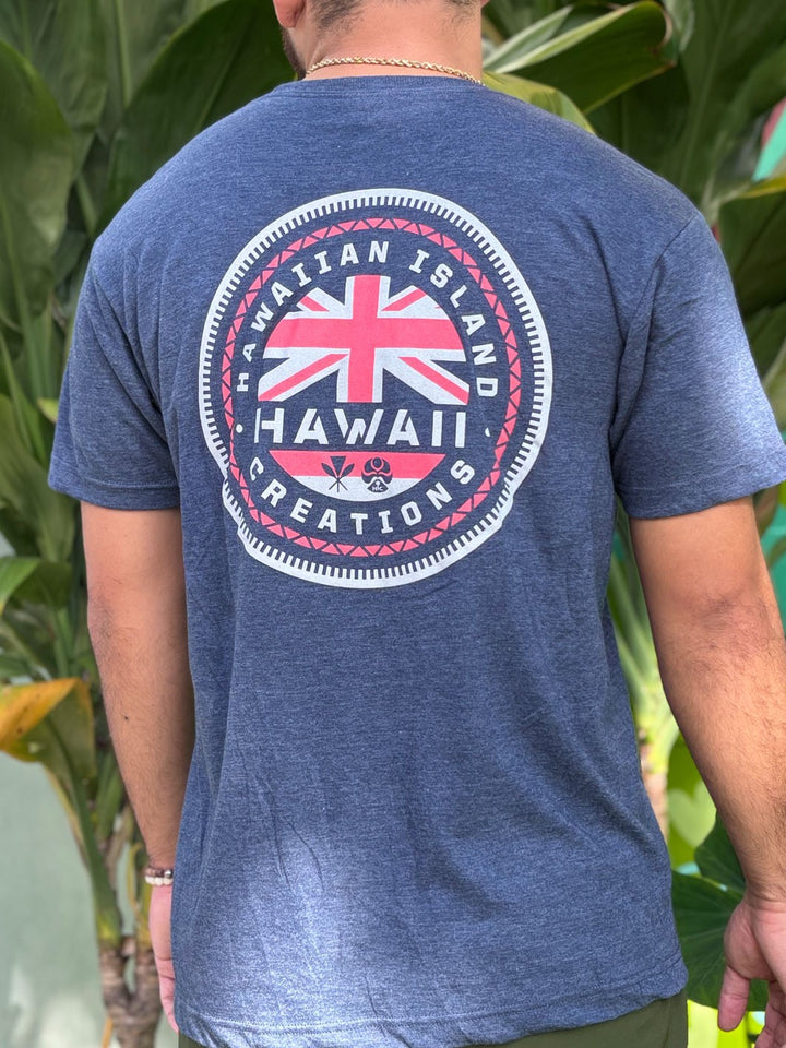 HIC FLAG CIRCLE EMBLEM TEE - NAVY HEATHER