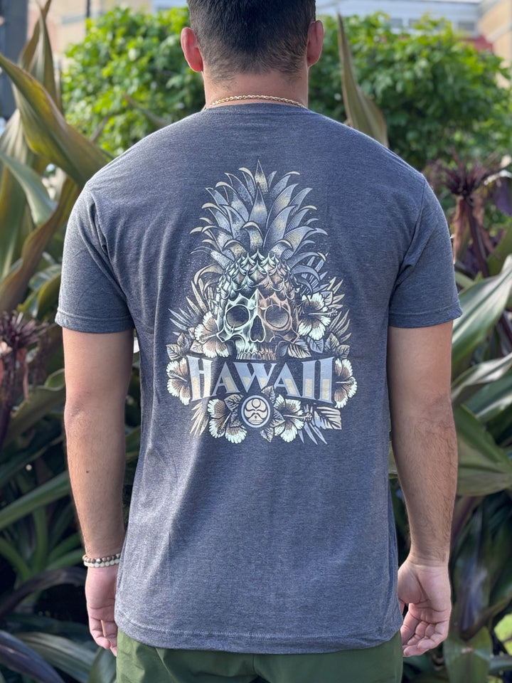 HIC PINEAPPLE SKULL HAWAII TEE - CHARCOAL HEATHER