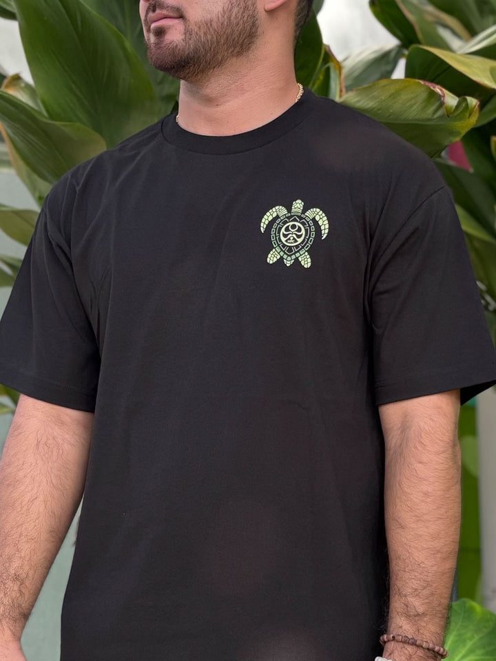 HIC SPREAD ALOHA TURTLE TEE - BLACK