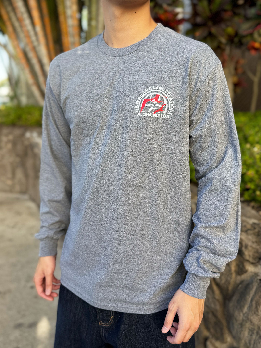 HIC IWA STAMP LONG SLEEVE - HEATHER GRAY