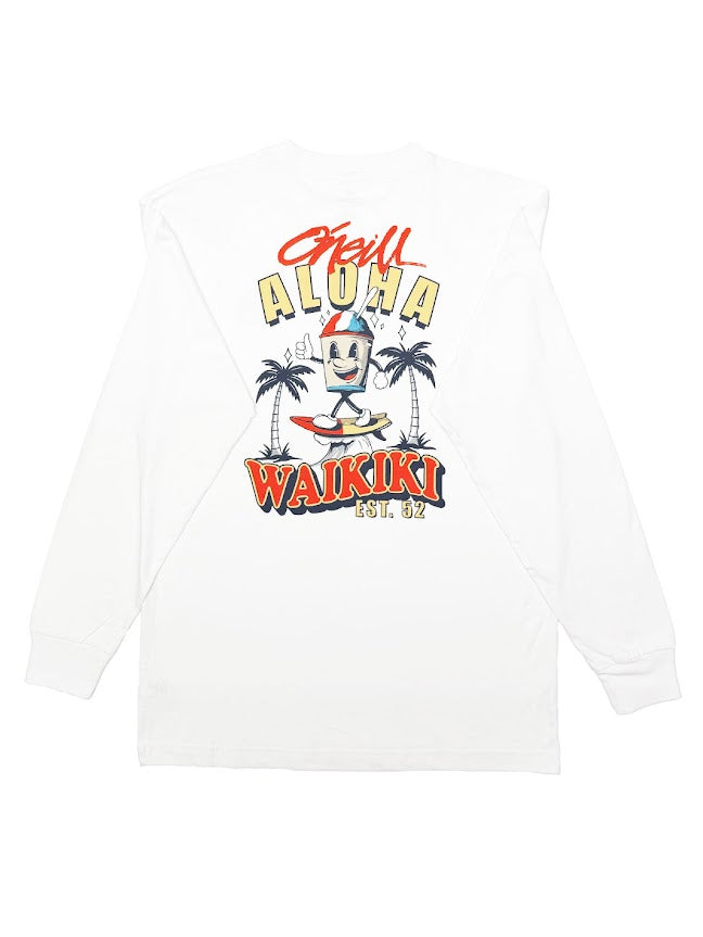 O'NEILL HAWAII WAIKIKI SNACK TIME LONG SLEEVE - WHITE TEE