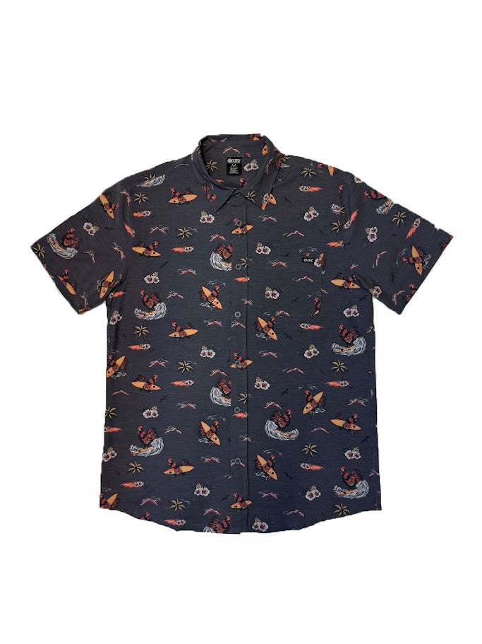 HIC TODDLER ROOSTER WOVEN BUTTON DOWN SHIRT - CHARCOAL