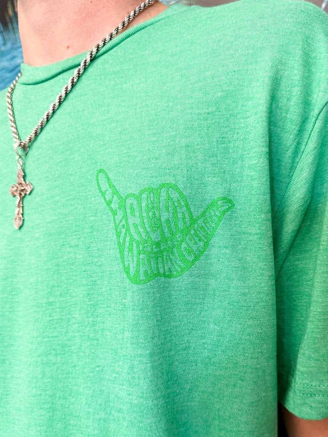 HIC SHAKA SCRIBBLE TEE - HEATHER GREEN