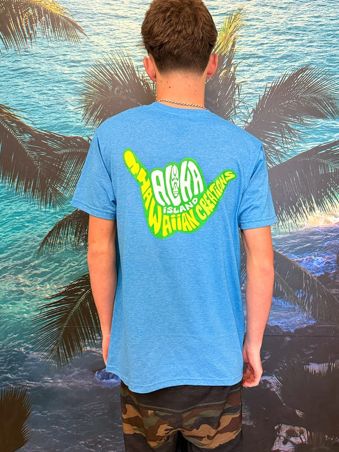 HIC SHAKA SCRIBBLE TEE - HEATHER SAPHIRE